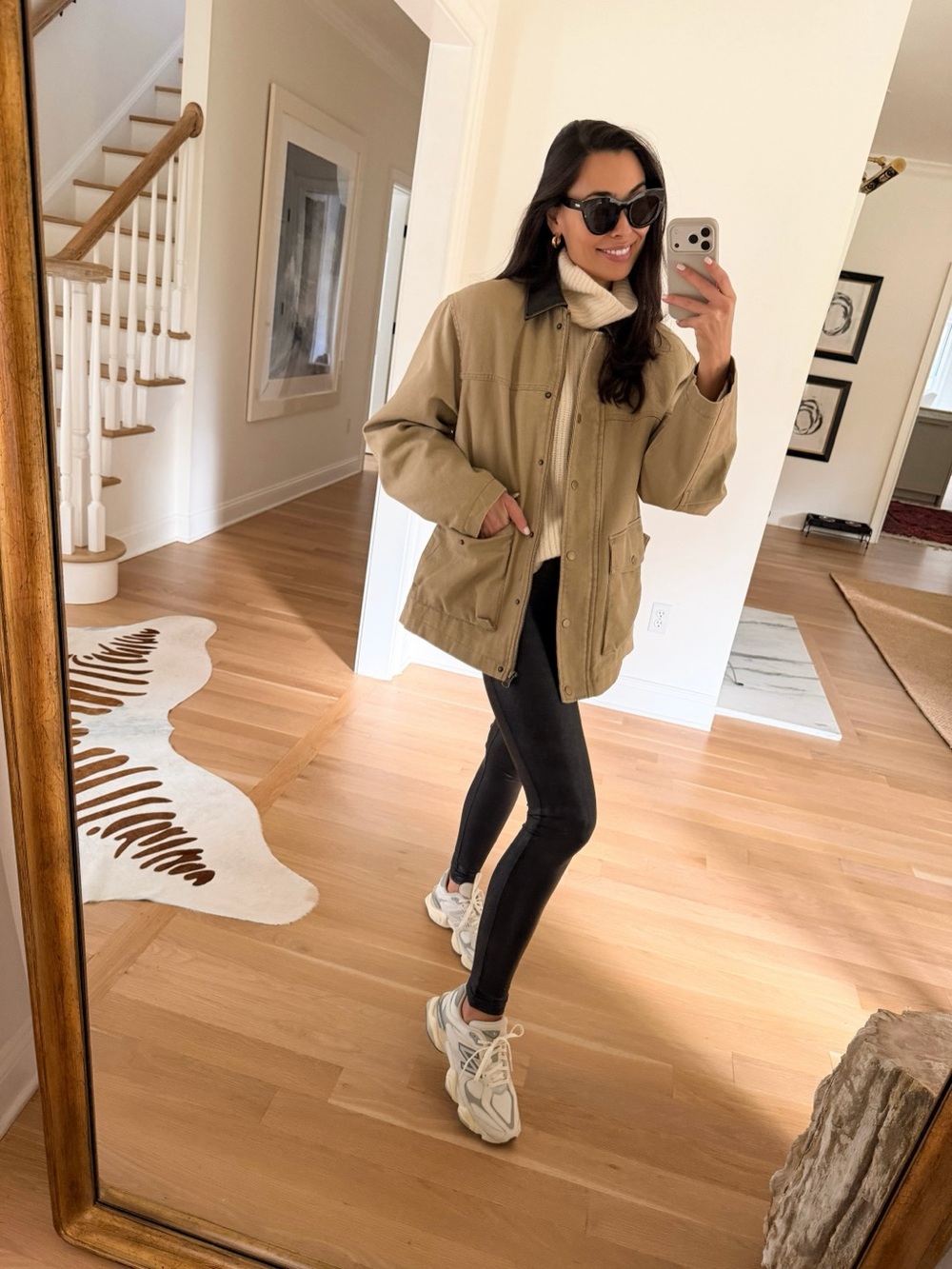 ASOS Tan Oversized Utility Jacket with Dark Contrast Collar